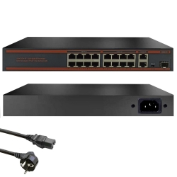 Poe switch 16 port+2 uplink+1sfp gigabit 10/100 mbps simple sm-016p