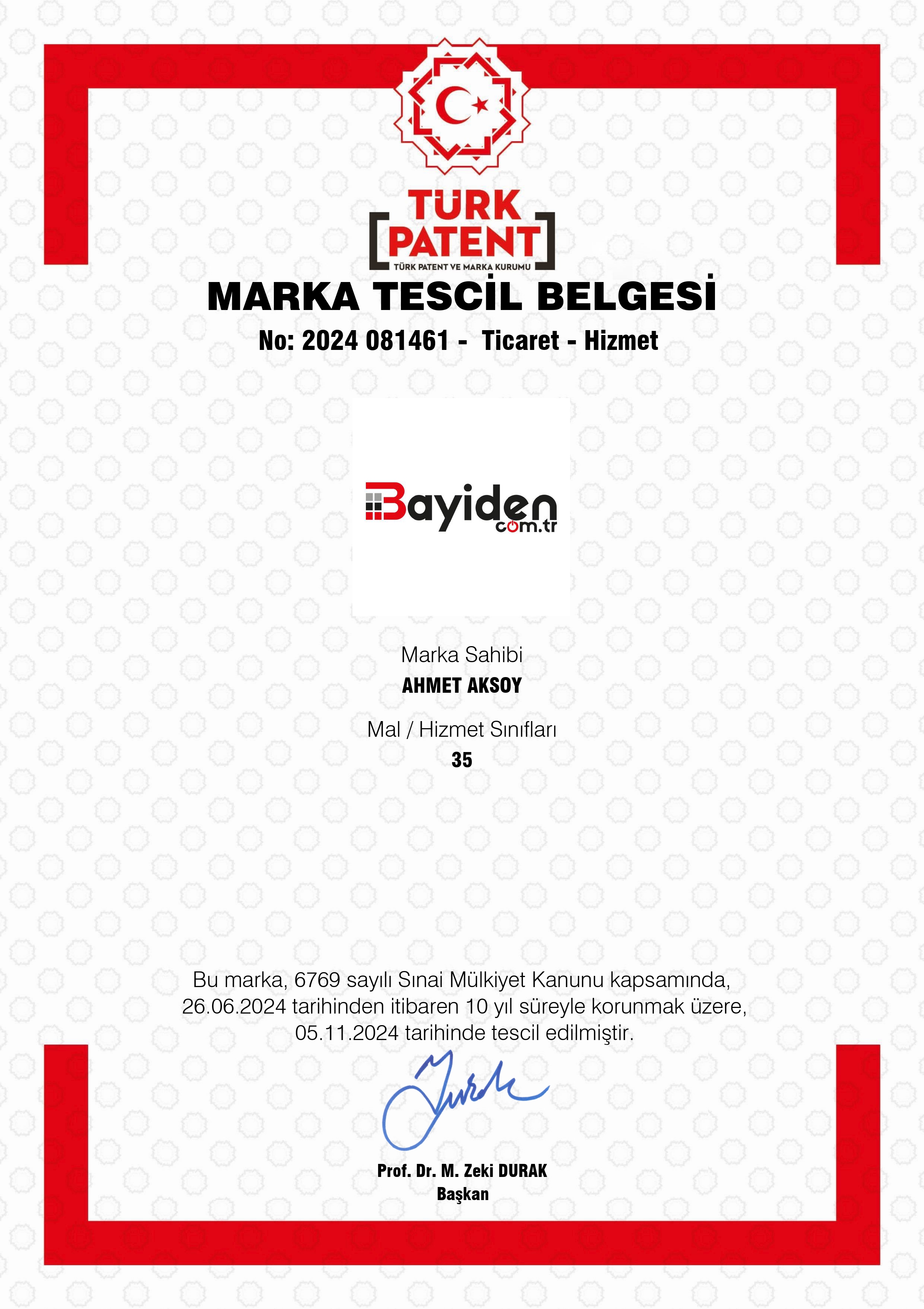 bayiden.com.tr patent