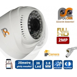 Ip kamera dome 2mp 3.6mm polcam pc-0206
