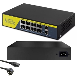 Poe switch 16 port+2 uplink gigabit 10/100/1000 mbps 1820gb