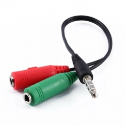 Powermaster pm-2697 3.5 mm stereo erkek kulaklik 3 çizgili + 2 x stereo dişi mikrofon hoparlör çoklayici kablo