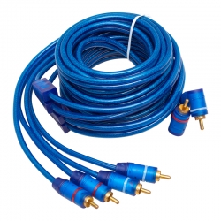 Powermaster pm-425 2 rca erkek + 4 rca erkek şaseli 5 metre mavi kablo