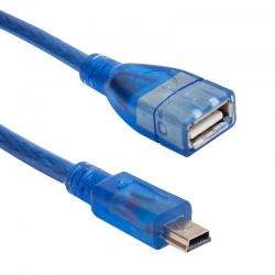 Powermaster usb 5 pin erkek-usb dişi 1 metre mavi kablo